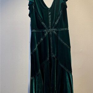 Neiman Marcus Emerald Velvet Asymmetrical Dress